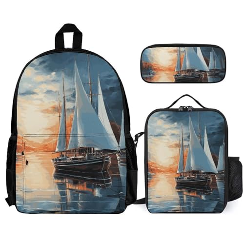 Sac à dos voyage blanc 3 pièces avec pochette ordinateur et trousse