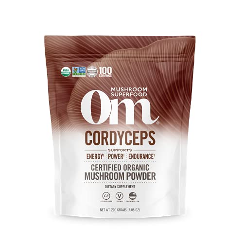 OM Mushroom Cordyceps Powder 7.05 oz (100 Servings) Organic Vegan Non-GMO Gluten-Free Energy Stamina & Endurance Support Adaptogenic Superfood for Sports Performance Smoothies & Tea