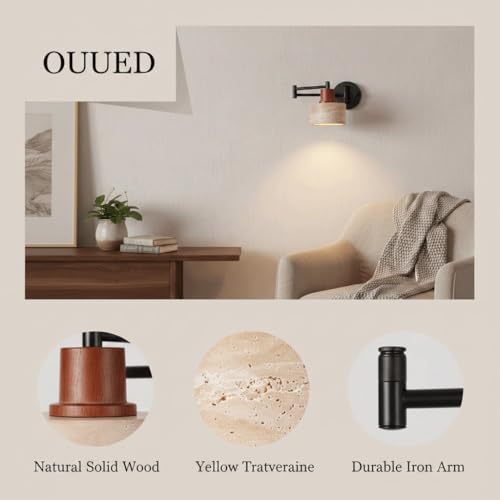 Aplique de pared de travertino amarillo con brazo articulado 4
