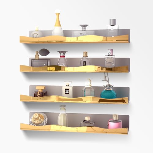 YMVV 15.7 in Large Golden Reflective Acrylic Mounted Floating She...