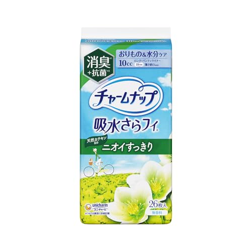 チャームナップ 吸水さらフィ ロング 無香料消臭 羽なし 10cc 19cm 26コ入(おりもの&水分ケア 尿 吸水ライナー 尿もれライナー パンティーライナーサイズ)【軽い尿もれの方】の商品画像（Amazon）