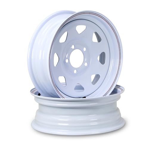 LIBRA 15 x 5 Trailer Wheels 5 Lug on 4.5 Bolt Pattern White Spoke Trailer Rim Set 2-17009