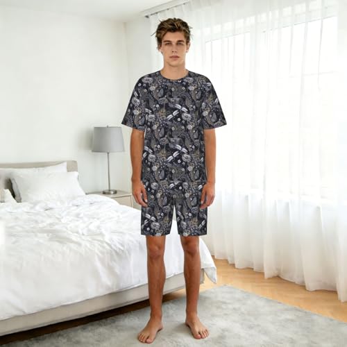 Pijama de hombre transpirable y suave de dos piezas con bolsillos funcionales 3
