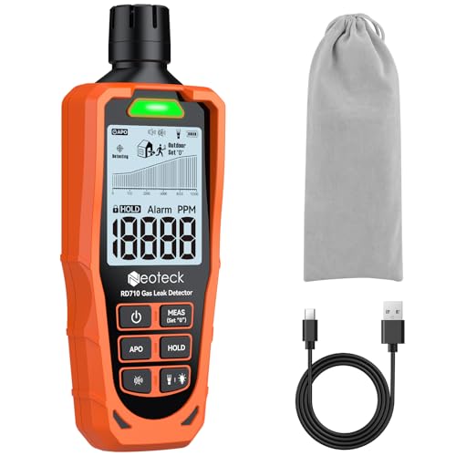 Neoteck Gasmelder Erdgasdetektor mit Akustischem und Visuellem Alarm zur Lokalisierung brennbarer Gasleckquellen wie Methan, Propan 0-10000 ppm