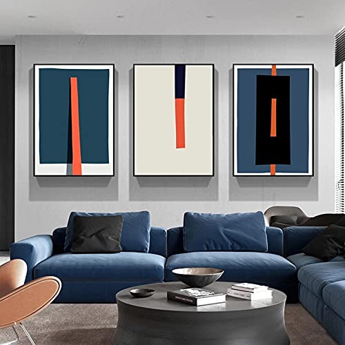 Peinture murale pour fond de canapé : art abstrait géométrique triptyque 70x100cm