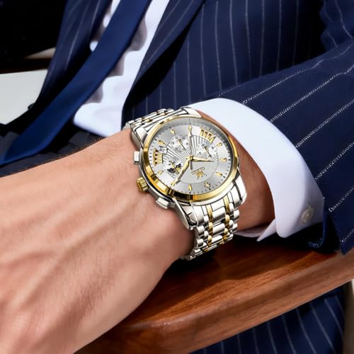 Image of OLEVS Watch for Men Original Chronograph Analog Quartz Waterproof Watch Luxury Premium Businesse Diamond Mens Dress Watches