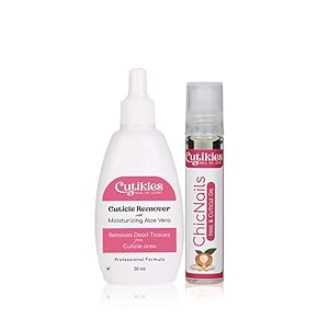 CUTIKLES CutiCouple – Combo pack of Cuticle Remover & Cuticle Oil. Ideal for Quick DIY Mani-Pedis. Cuticle Remover Softens/Removes dead-skin from nails, Cuticle Oil Nourishes Nails & Cuticles – 40ml