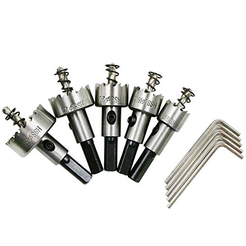 CAIDU 5pcs HSS 4341 Drill Bit Hole Saw Sets | Hole Saw Arbors & Kits | Metric Hole Cutter Kits Φ 16mm,19mm,20mm,25mm,30mm