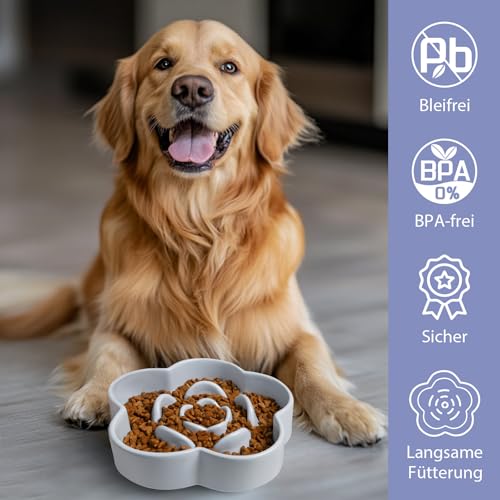 Autumnlife Hundenapf Keramik Anti Schling Napf Hund Futternapf, Schlingnapf Hunde Entlastet die Verdauung, Rutschfestem Design Fressnapf für Mittelgroße und Kleine Hunde, Blau