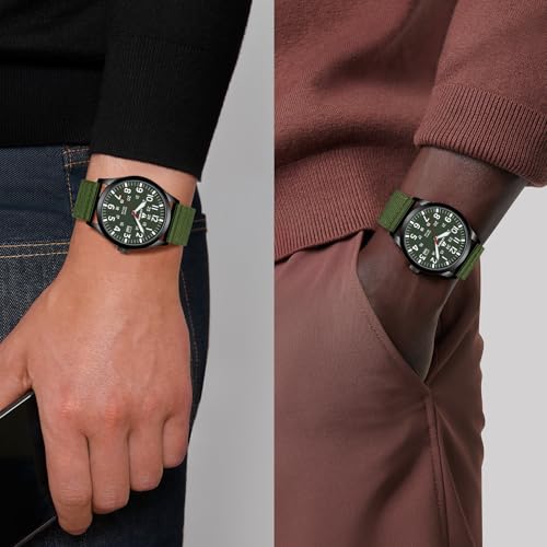 Image of LN LENQIN Mens Watches Unisex Military Sport Nylon Strap Stylish Luminous Fashion Analog Quartz Watch for Men Waterproof Army Tactical Casual Wristwatch
