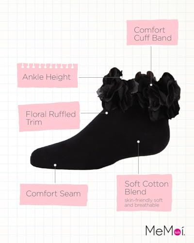 MeMoi Girls' Floral Halo Cotton Anklet Socks3