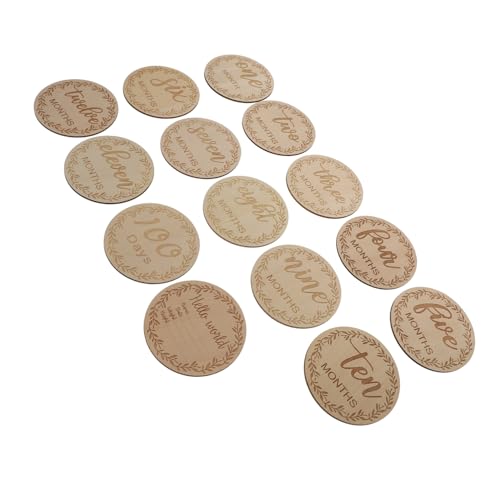 JOINPAYA 12piezas Tarjetas De Madera Para Niño Niña De Tarjetas Mensuales De Crecimiento Accesorios Fotográficos Para Nuevos Padres Recuerdos De Crecimiento Infantil