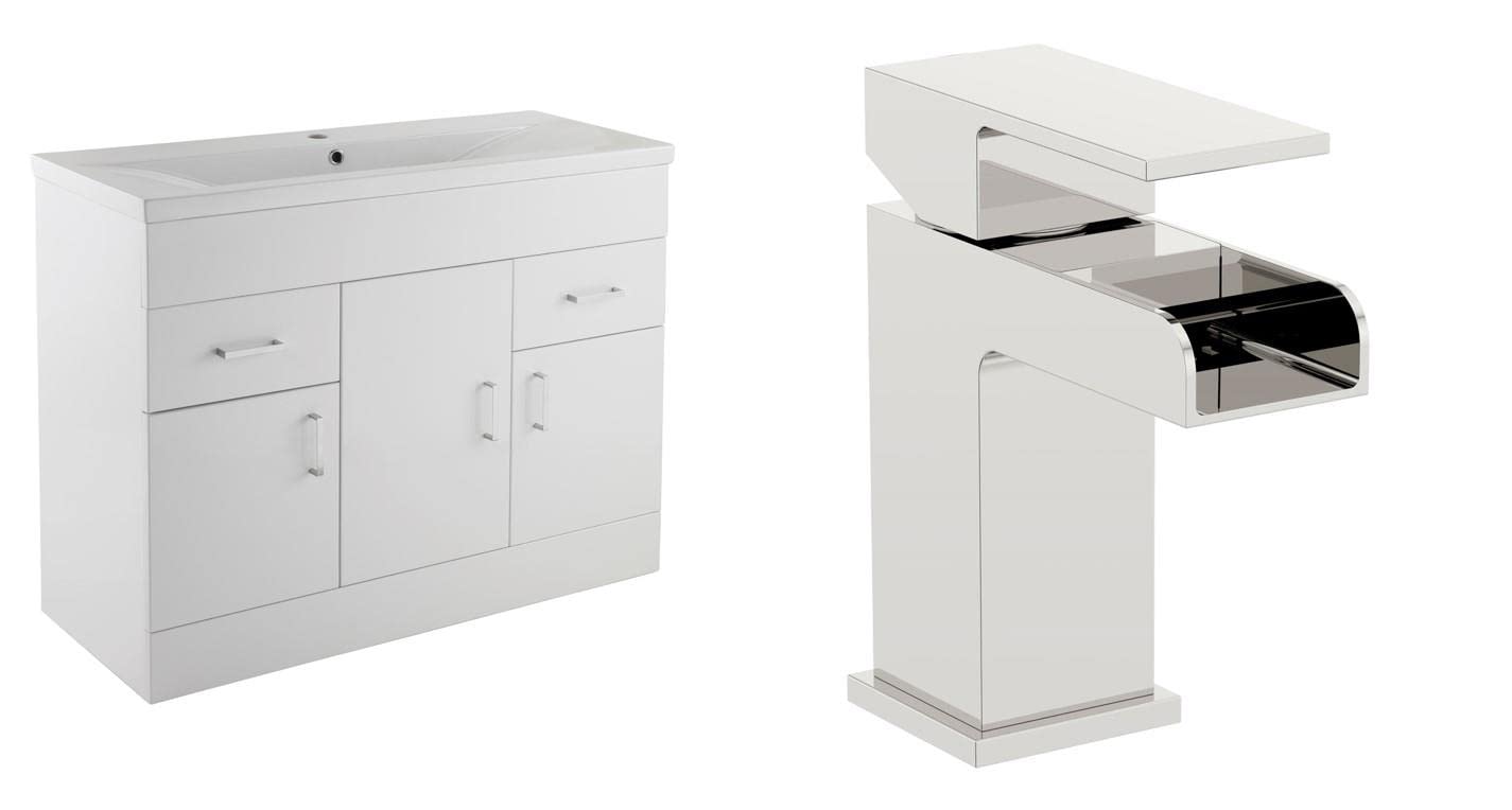 VeeBath Sobek 1000mm Vanity Sink Unit & Waterfall Basin Mixer Tap