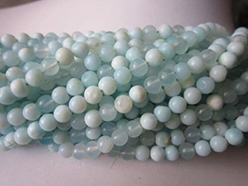 Perle opale péruvienne 5-6mm ronde lisse, fil 13 pouces pour création bijoux fait main
