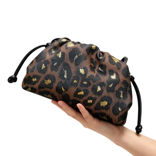 Pochette léopard haut de gamme et trousse de beauté chic plissée