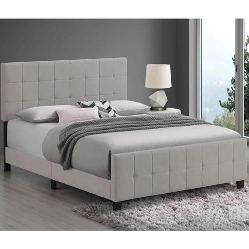 Destiny Beige Tufted Upholstered Queen Panel Bed