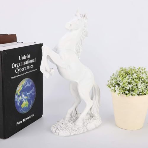 Sculpture de cheval en résine blanche, idée cadeau pour bureau et maison - 6