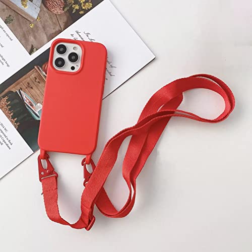 KONARO iPhone 11 用 ケース スマホショルダー スマホストラップ ネックストラップ 携帯ストラップ 首掛け/斜め掛け クロスボディ・ストラップケース ストラップ付き スマホケース 全面 360°保護 耐衝撃 すり傷防止 アイフォン 11 用ケース クラシック チャーム シリーズ 全機種対応(レッド,iPhone 11)