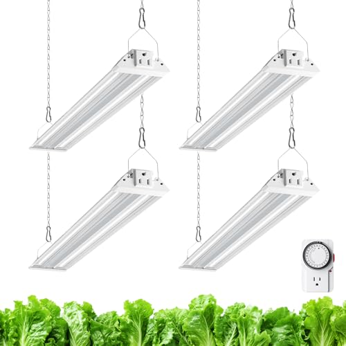 Image of Barrina TX36 2FT Grow Light for Indoor Plants, 144W(4 x 36W, 800W Equivalent), High PPFD, 5000K Full Spectrum, Mechanical Timer, Hanging Grow Lights for Seedings with On /Off Switch, Linkable, 4 Packs