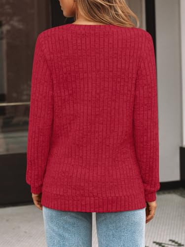 Image of AUTOMET Womens V Neck Long Sleeve Shirts Fall Tops 2026 Lightweight Sweater