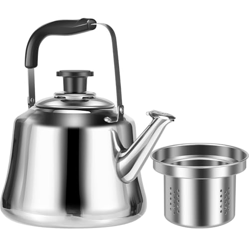 Whistling Stovetop Tea Kettle, Food Grade Stainless Steel Teakettle Teapot, Professional Fast Boiling Loud Heat Water Kettle, Classic Teapot, Hot Water Fast to Boil for Tea, Coffee