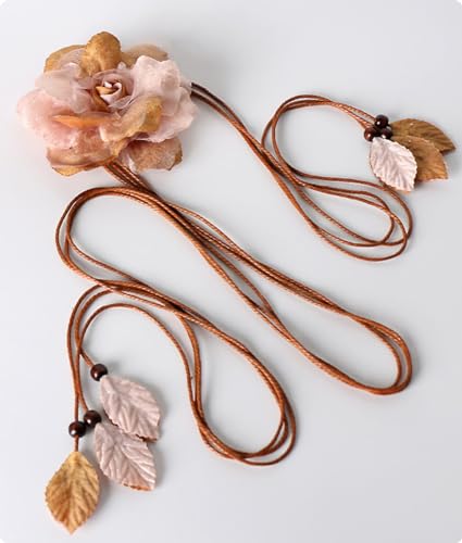 NIDMIDO Women Braided Waist Belt Bohemian Woven Waist Rope Flower Tassels Waist Accessories for Dress3