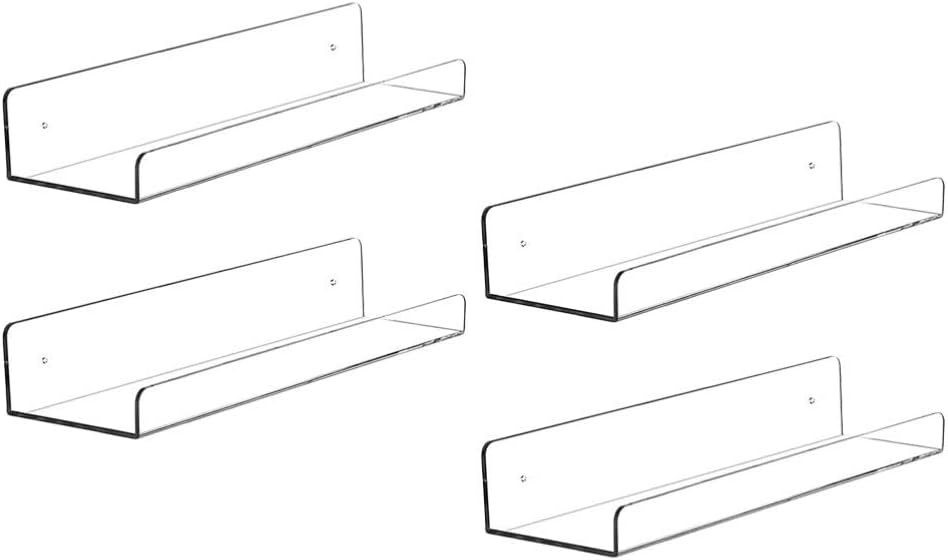 Zerodeko 4PCS Clear Acrylic Shelves for Wall Storage, Acrylic Floating