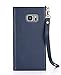Crosspace Compatible with Galaxy S7 Edge Case [5.5 inch,2016 Release] Wallet Case Handbag Shell Women PU Leather Flip Case Magnetic Folio Cover with Card Holders Wrist Strap - Blue