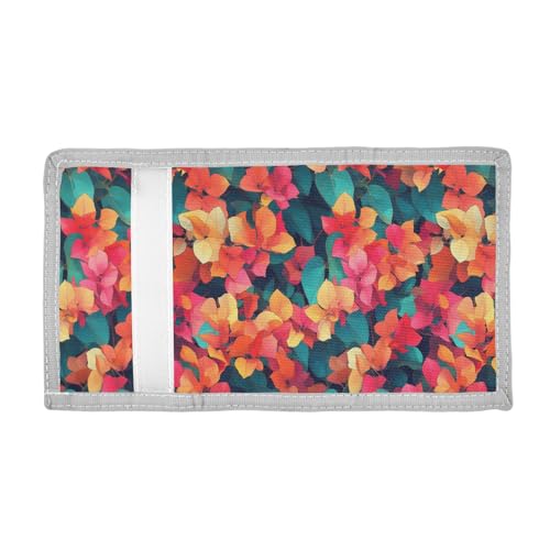 ALAZA Kids Wallets for Boys Girls Toddler Trifold Wallet Children Small Bougainvillea Flowers Orange with Zipper Coin Pocket2