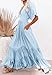 CHARTOU Women's Boho Ruffle Sleeve Flowy Maxi Dress Lace Up Back Tiered Party A Line Dress (X-Large,Light Blue)