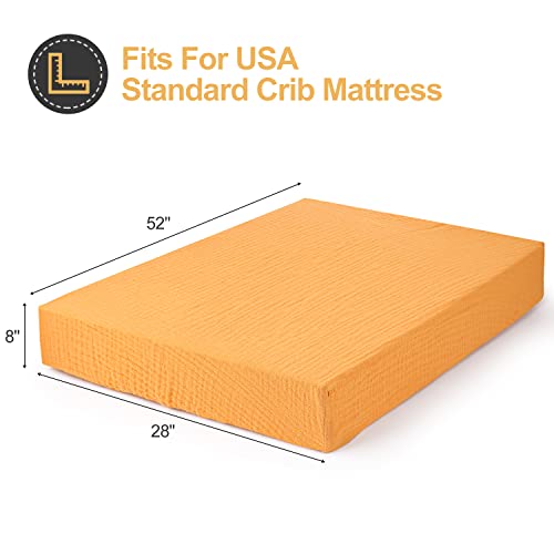 Super Juniors Muslin Baby Fitted Crib Sheet,Extra Cozy Soft Breathable Crib Mattress Sheets For Boys And Girls,28”X52”(Yellow) #TOP4