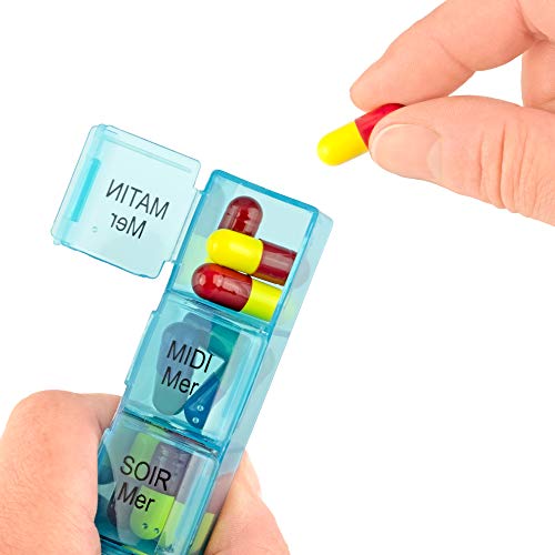 Tabtime Pillendoos (Frans) met zwarte zak voor 7 dagen, met 28 vakken voor vitaminen, voedingssupplementen en medicijnen - Image 6