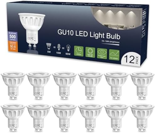 GU10 LED Bulb Dimmable, 50W Halogen Equivalent, 5000K Daylight White ...