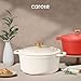 CAROTE 7QT Enameled Cast Iron Dutch Oven Pot with Lid, Heavy-Duty Dutch Ovens for Sourdough Bread Baking, Braising, Stews, Roasting, Healthy & Non-Toxic, Dual Handles, All Stovetop Compatible, Oven Safe up to 500° F, Cream White