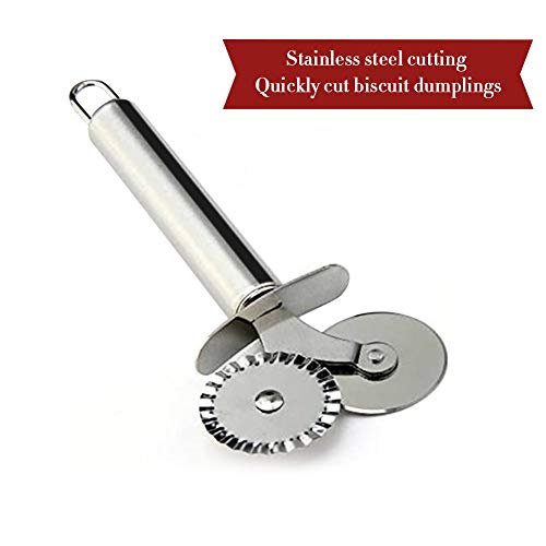 Mezhixin Ravioli Maker Cutter Stamp with Pasta Cutter Set, Aluminum Dough Pasta Molds Stamps Maker with Beechwood Handle and Fluted Edge, Round & Square Shape, Pasta Press For Quick, Safe cutting - Thumbnail 2