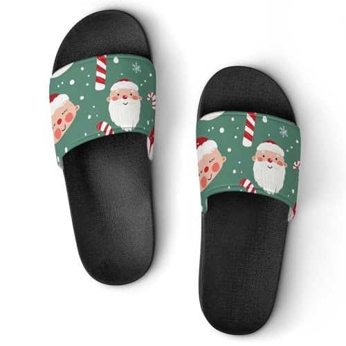 Cartoon Santa Faces Candy Men's Bathroom Slippers Shower Indoor Home Beach Outdoor Shoes for Women