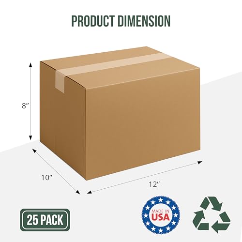 Image of 12x10x8 Shipping Boxes Small Moving Boxes, 25 Packs Cardboard Box Corrugated Boxes Shipping Box Moving Box for Business Packaging Box