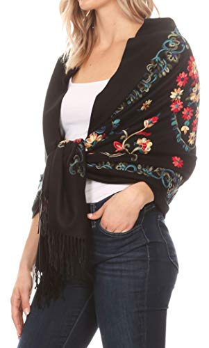 Sakkas Ginata Women's Large Casual Super Soft Embroidery Scarf Shawl Wrap Stole4