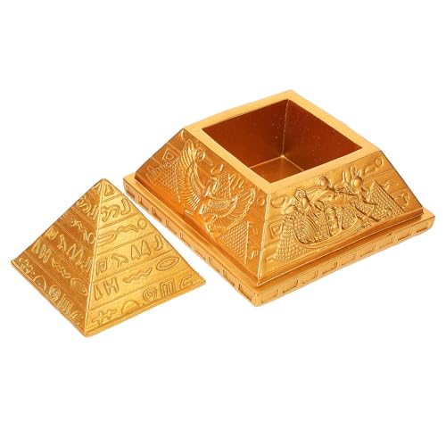 Ornement Pyramidal en Résine Dorée KICHOUSE - Décoration Table Bureau Maison Égyptienne - 2