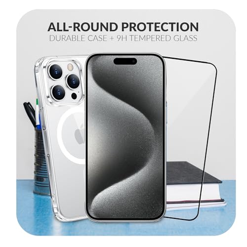 Image of ShieldTech Back Cover Case + Screen Protector for Apple iPhone 15 Pro | Mag-Safe Compatible | Transparent Mobile Phone Back Cover Case for i Phone 15 Pro /iPhone 15Pro | TPU Transparent Back Cover