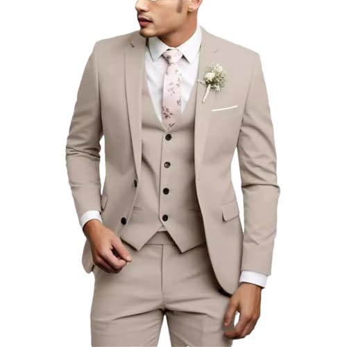 Men Formal 3 Pieces Suit Blazer Vest Pants Set Tuxedo Classic Wedding Dresses Prom Business Suit