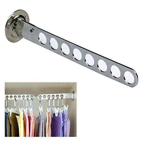 Perchero de pared plegable de acero inoxidable con soporte para brazo oscilante para colgar ropa, organizador de almacenamiento para armario, estante de secado resistente para colgar en la pared