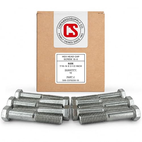 Image of Stainless 7 /16-14 x 2-1 /2 inch Hex Head Bolts (3 /4 inch to 5 inch Lengths Available in Listing), 304 Stainless Steel, 10 Pieces (7 /16-14 x 2-1 /2 inch)