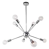 ENCOFT Sputnik Kronleuchter Silber Modern Deckenleuchte Pendelleuchte Hängelampe Chrome Metall mit 8 E27 Lampenfassung für Esszimmer Zimmer Wohnzimmer Küche (keine Glühbirnen)