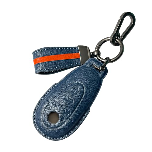 Image of keyzone Royal Leather Key Cover for MG cyberster Smart Key. (Celestial Blue)