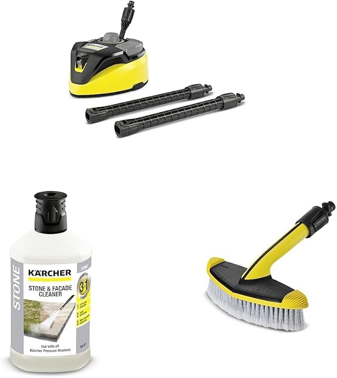 Masterpart T7 Plus T-Racer Surface Cleaner 2.644-074.0 With 3-in-1 Stone Plug and Clean 6.295-765.0 & Soft Washing Brush Pressure Washer Accessory 2.643-233.0 To Fit Karcher Pressure Washers