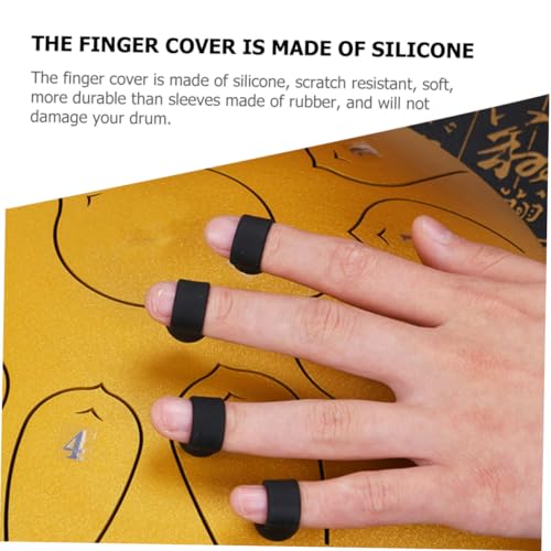 Protector de Dedos de Silicona KESYOO para Tambores Etéreos, Paquete de 4, Negro, Estuche para Índice, Anular y Meñique, Accesorios de Percusión para Práctica y Protección miniatura 3