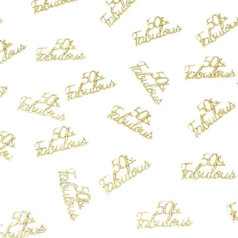 Happy Birthday Party Table Confetti Glitter Gold 50 and Fabulous Table Scatter Decorations for 50 Years Old Birthday/Wedding Anniversary Party Favor Decor Supplies 100PCS Cover