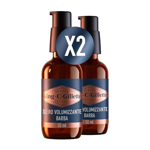 Gillette King C. Espesante de Barba para Hombre, Fórmula Ligera, con Notas de Sándalo, Cedro, Bergamota, Semillas de Cardamomo Y Mandarina, Cuidado Facial Hombre, 50 ml (Paquete de 2)