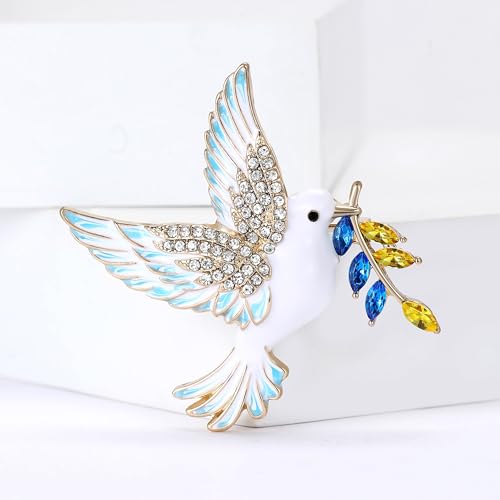 Image of Luxury Enamel Dove Brooches for Women Rhinestone Olive Branch Peace Dove Pins for Friends Gifts holiday Accessories Jewelry